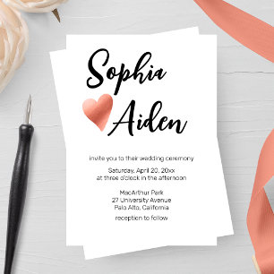 Invitation Rose chic Gold Mariage de coeur
