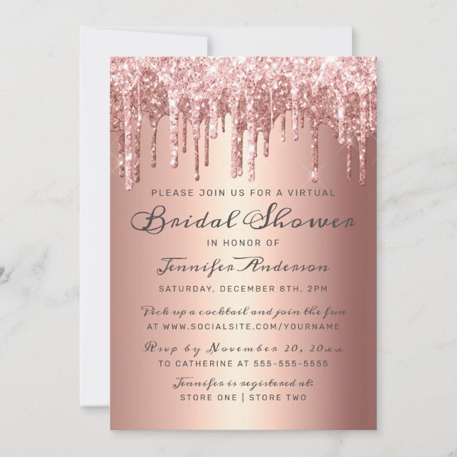 Invitation Rose Chic Gold Parties scintillant Drivers Virtual (Devant)