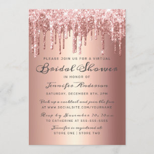 Invitation Rose Chic Gold Parties scintillant Drivers Virtual