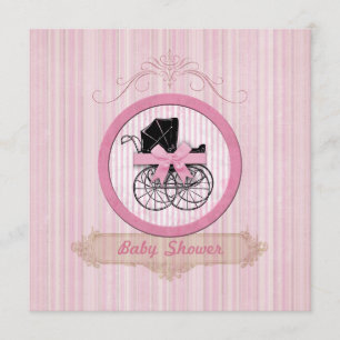 Invitation rose chic minable de baby shower