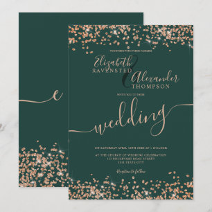 Invitation Rose chic parties scintillant d'or confetti mariag