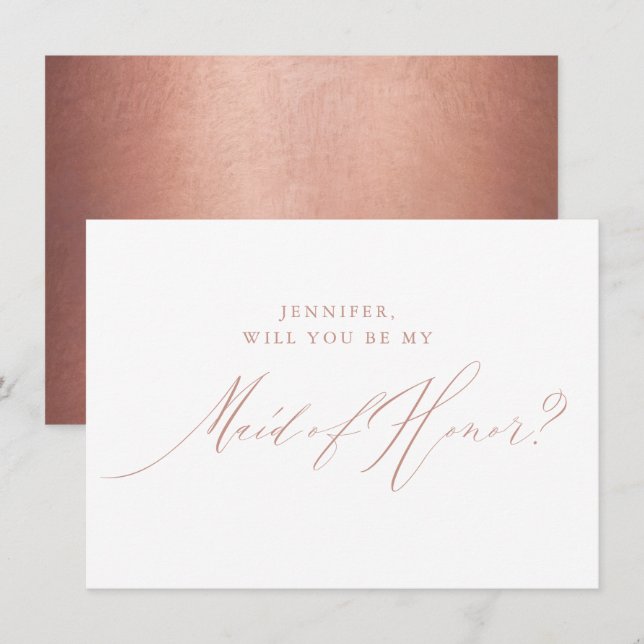 Invitation Rose chic Parties scintillant or Script blanc femm (Devant / Derrière)