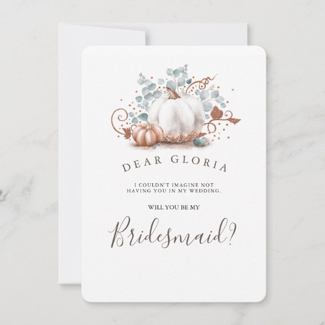 Invitation Rose Citrouille or Mariage de automne Bridesmaid P (Devant)
