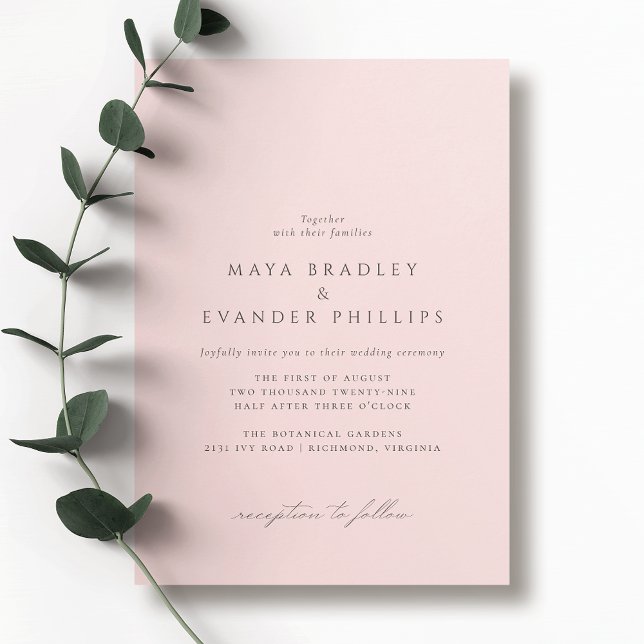 Invitation Rose clair | Élégant Mariage de style classique (Créateur téléchargé)