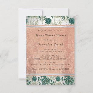 Invitation Rose Copper Silver Bridal 16th Monstera Palm