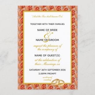 Invitation ROSE CORAL Élégant MARIAGE Floral Christian