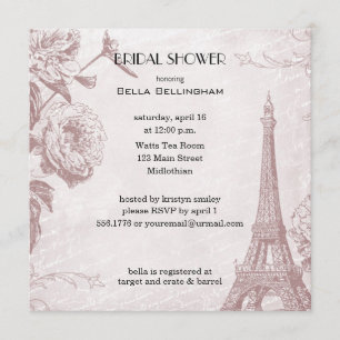 Invitation rose Couleur Tour Eiffel Douche nuptial