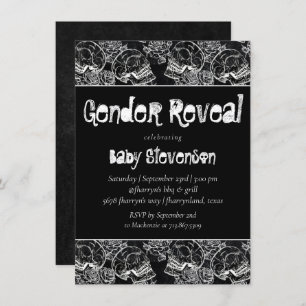 Invitation Rose crâne   Funky Chalkboard Grunge Genre Reveill