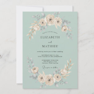Invitation Rose Crème Mousseuse Mariage Romantique