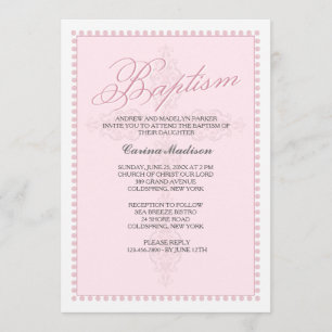 Invitation rose croisée de baptême