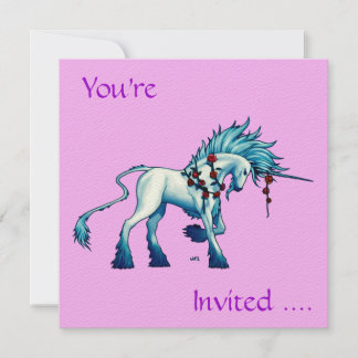 Invitation rose d'anniversaire d'amour de licorne