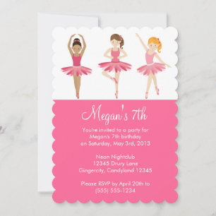 Invitation rose d'anniversaire de ballet