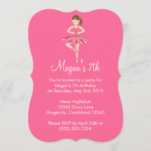 Invitation rose d'anniversaire de ballet