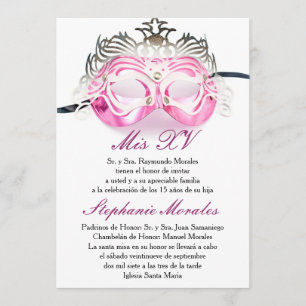 Invitation rose d'anniversaire de Quinceanera de