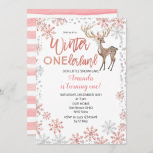 Invitation rose d'anniversaire d'hiver de parties