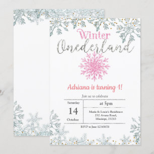 Invitation rose d'anniversaire d'Onederland de