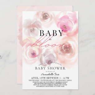 Invitation Rose d'aquarelle en fleur Baby shower Drive-by