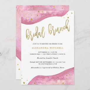 Invitation Rose d'aquarelle et brunch nuptiale de Geode d'or