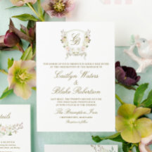 Rose d'aquarelle Hydrangea Mariage Crest Invitatio