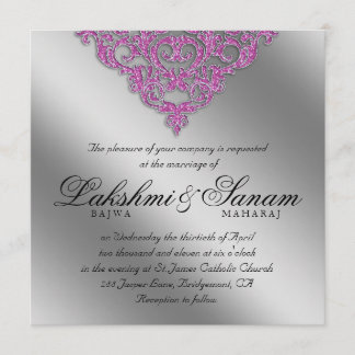 Invitation Rose d'argent d'étincelle d'invitation de mariage