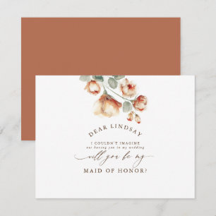 Invitation Rose d'automne Floral Bridesmaid - Maid of Honor