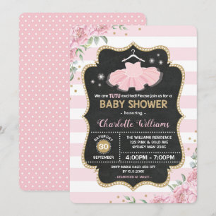 Invitation rose de baby shower de ballerine de