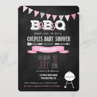 Invitation rose de baby shower de BBQ de BabyQ