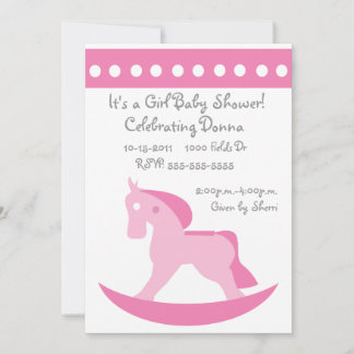 Invitation rose de baby shower de cheval de