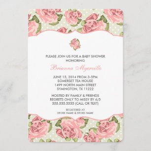 Invitation rose de baby shower de fille de cru