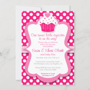 Invitation rose de baby shower de fille de point