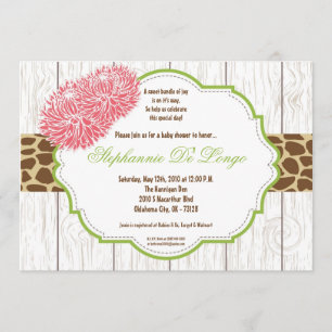invitation rose de baby shower de guépard de la