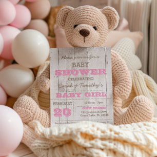 Invitation rose de baby shower de lait de chaux
