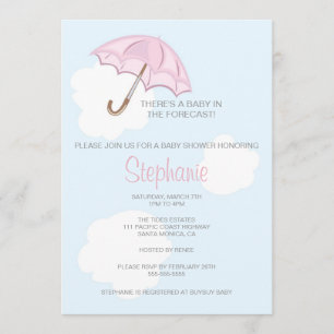 Invitation rose de baby shower de parapluie