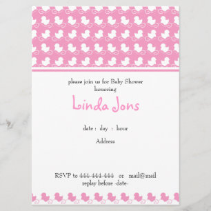 invitation rose de baby shower de rangée de canard
