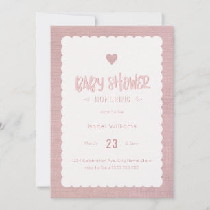 Invitation rose de baby shower de toile de jute -