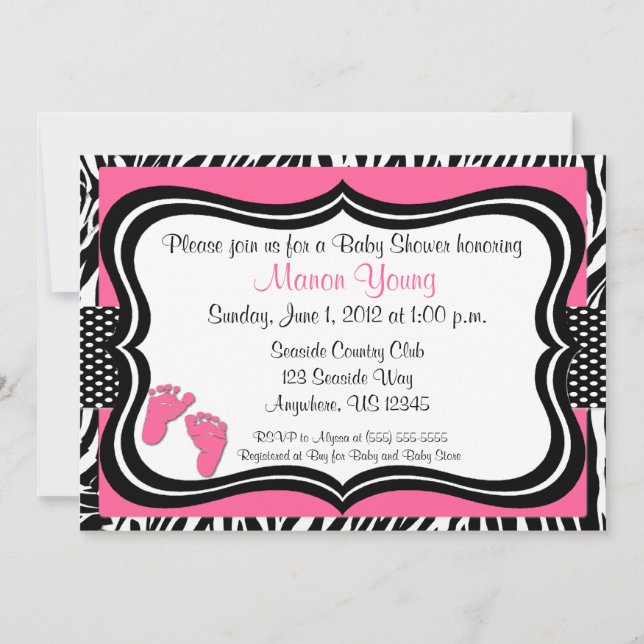 Invitation rose de baby shower d'impression de (Devant)