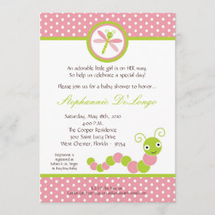 invitation rose de baby shower d'insecte de 5x7