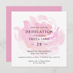 Invitation Rose de bébé Dedication Carré