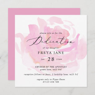 Invitation Rose de bébé Dedication Carré