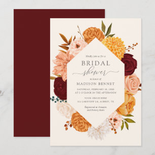 Invitation Rose de Bourgogne Chute Florale Bridal Showée Invi
