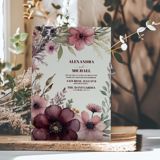 Invitation Rose de Bourgogne Ranunculus Mariage (Créateur téléchargé)
