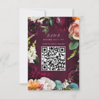 Rose de Bourgogne Ranunculus Mariage QR Code RSVP