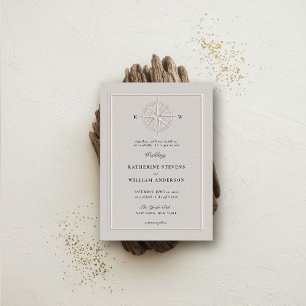 Invitation Rose de boussole Mariage de perles de la côte mari