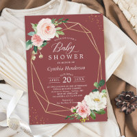 Rose de cannelle Blush Floral Baby shower géométri