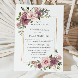 Invitation Rose de cannelle Blush Floral Greenery Boho Mariag