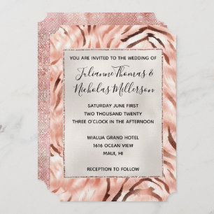 Invitation Rose de champagne rose Pearl Glam Zebra Mariage
