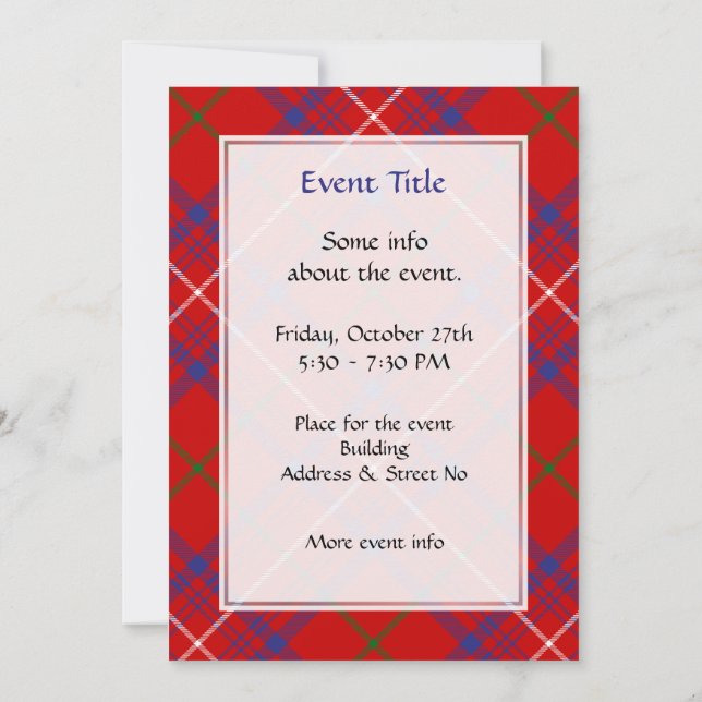 Invitation Rose de clan Tartan (Dos)