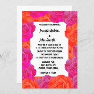 Invitation Rose de code QR Floral orange rose Motif Mariage