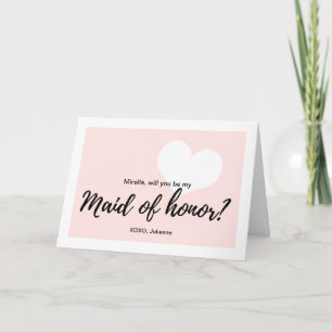 Invitation Rose de Coeur mignon "Serez-vous ma servante d'hon