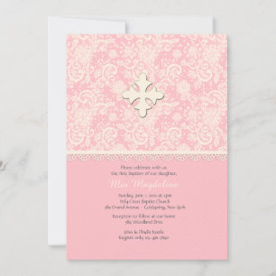 Invitation rose de dentelle et de pois